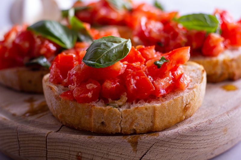 Roasted tomato basil soup with crusty bread