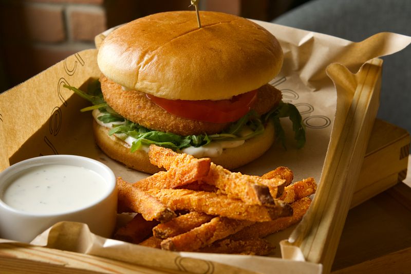 Crispy sweet potato fries with chipotle dipping sauce
