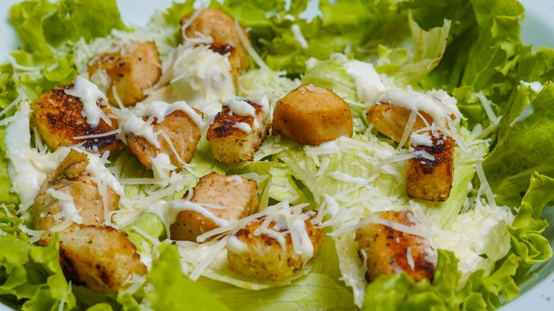 Classic Caesar salad with romaine and parmesan