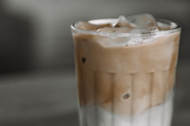 Cold brew coffee over ice with oat milk